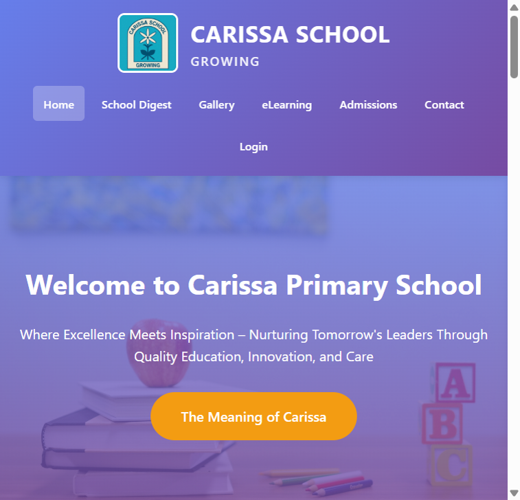 Carissa Primary School website preview